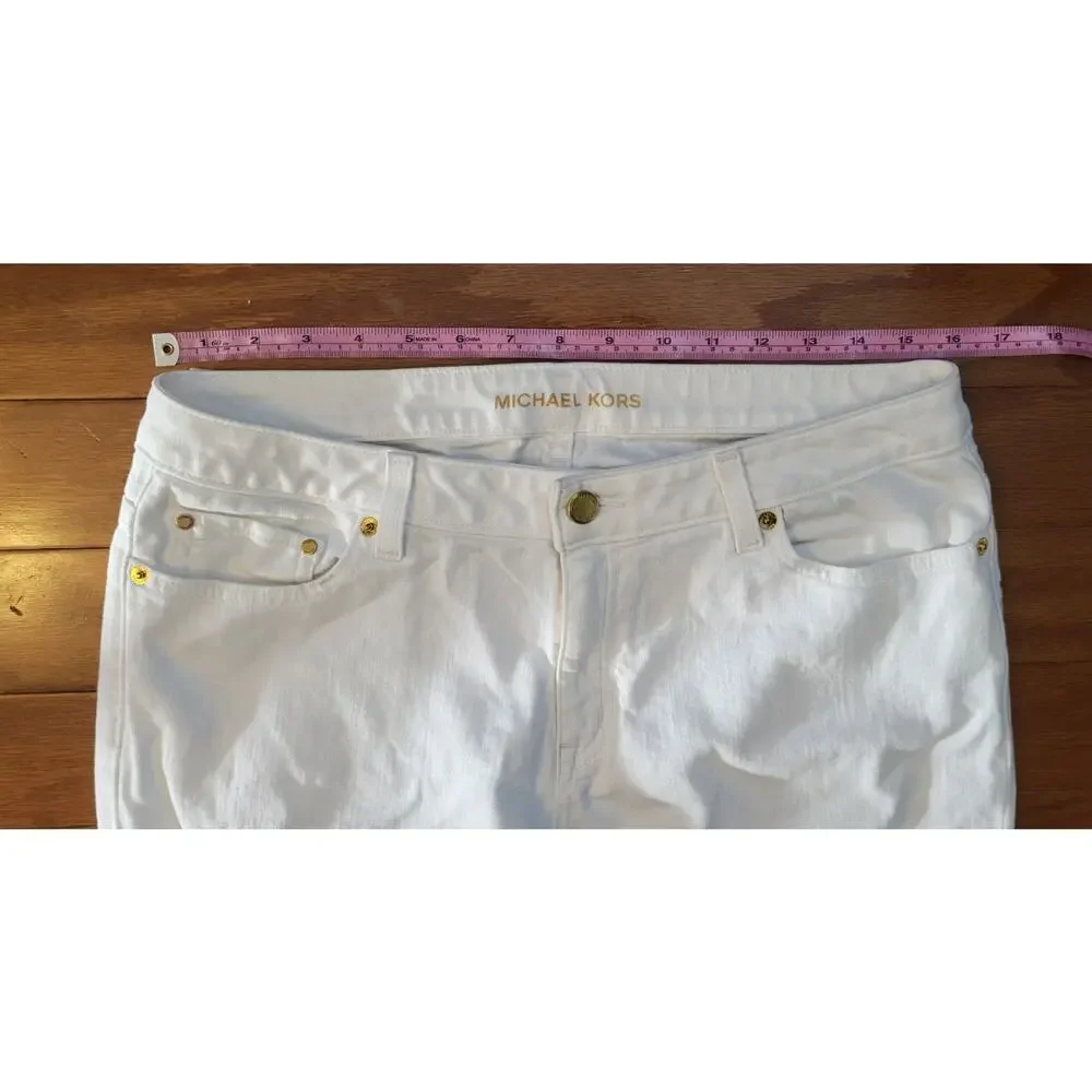 Michael Kors Womens Selma Flare Jeans Pants White Wide Leg Size 10